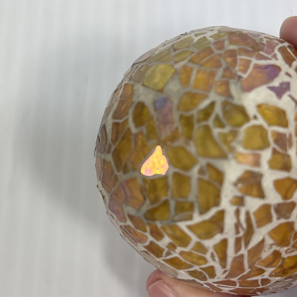 Multi Colored Mosaic Crackle Glass Egg Iridescent Ocean Spring Beach Pastel - Picture 8 of 14